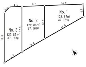 仲介手数料無料　青梅市新町3丁目　売地　No.1(全3区画)