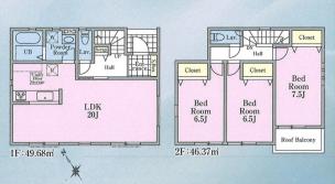 仲介手数料無料　羽村市羽中23-1期　新築一戸建て　3号棟(全3棟)