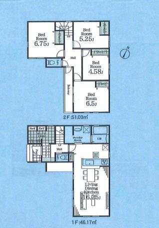 仲介手数料無料　福生市北田園　新築一戸建て　1号棟(全11棟)